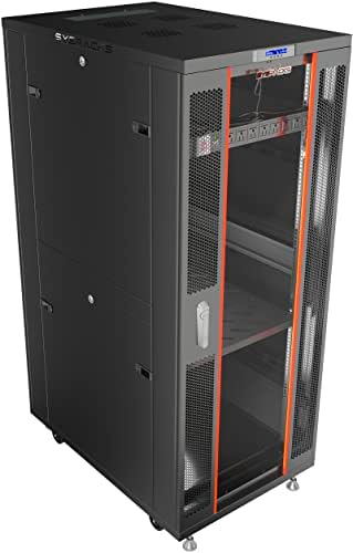 42U Home Server Rack Cabinet – 19" Floor Standing Network Rack Enclosure, 39" Deep with Glass Door, Fans, PDU & Shelf for NAS, Router, Switch & AV Equipment