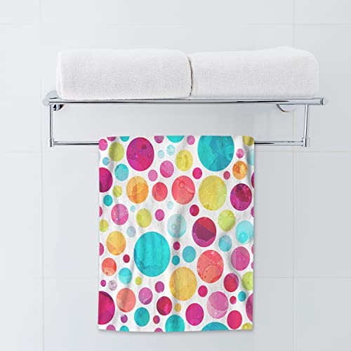 Aoyego Circle Hand Towel Retro Art Colorful Circles Lollipop Candy Doodle Polka Dot Decorative Soft Highly Absorbent Bath Towels Home Hotel Spa Bathroom Towel 15X30 Inch #TOP1