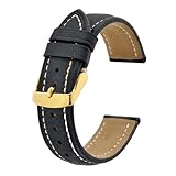 Bracciale di ricambio per cinturino in pelle da 14mm-24mm per cinturino da uomo e donna, Nero Con Filo-g, 22mm