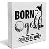 Born to Golf Wood Box Sign Decor Desk Sign Golfing Wooden Box Block Sign Rustic Home Office Shelf Wall Decoration Gift for Golf Lover Golfer