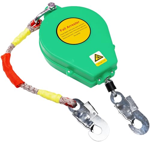 Dispositivo Anticaídas Retráctil, Línea de Vida Retráctil Autorretráctil Portátil 5-15m, Profesión Equipos Anticaída Retractil Portátil para Trabajos Aéreos, Carga:150kg (5m, Verde)