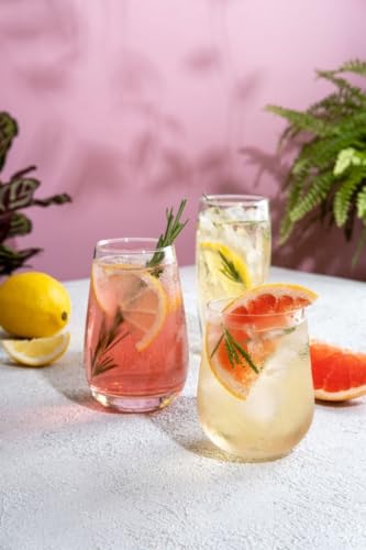 Image of Premium Juice Glasses 450 ML Drinking Glasses, Highball Lead-Free Glasses, Tumblers for Water, Juice, Beer, Cocktail and Mixed Drinks - 2 Pieces, Transparent (Juice Glasses, 2 Count)