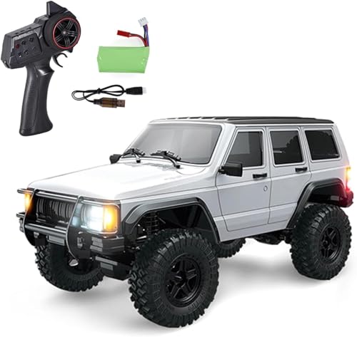 Image of KIZJORYA 1 /18 Four Wheel Drive Remote Control Rock Crawler 8562-C8809 Rc Multi-Terrain Off Road Car 3Speed Motor Esc Servo Light System Battery (White)