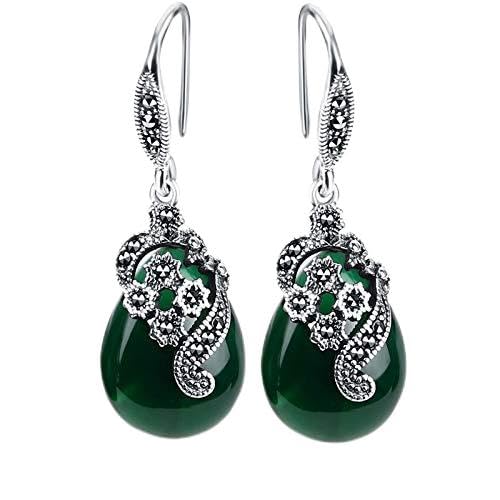 Boucles d'oreilles émeraude en argent 925 de style vintage pour une élégance intemporelle