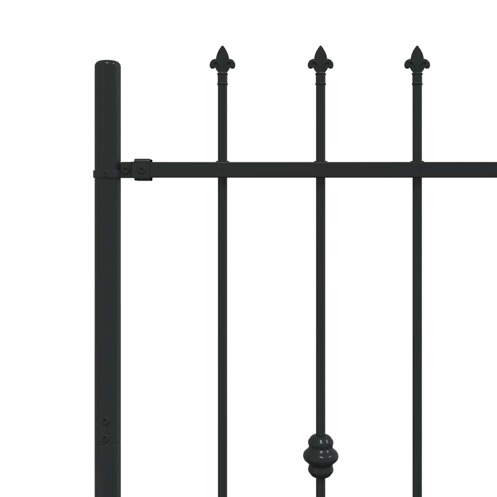 Clôture à Pointe Asten Noir 200 x 150 cm Acier enduit de poudre panneau barrière palissade grillage claustra pour jardin terrasse extérieur séparation intimité