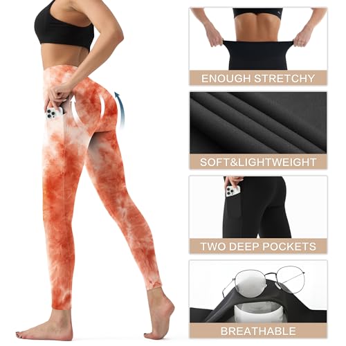 Image of YUDSUD High Waisted Leggings for Women with Pockets - Tummy Control Capris Yoga Pants for Workout Running Athletic Cycling