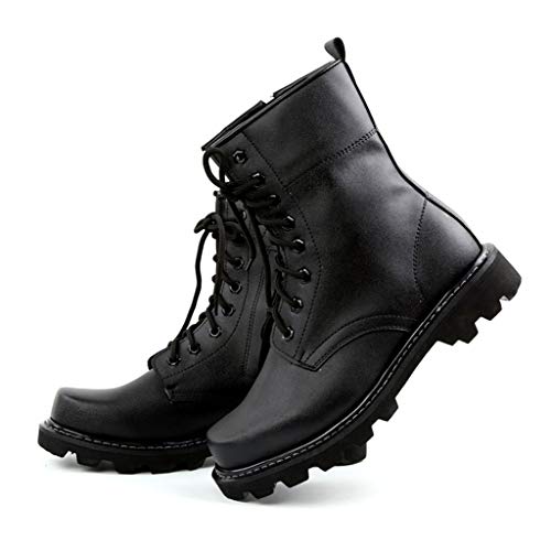 MWbetsy Unisex Militärstiefel Leder verdicken Outdoor Training Kampf-Stiefel Herren-Armee Tactical Large Size Martin Stiefel Winter warm Hoch-Spitze Schuhe,Schwarz,43 Cover