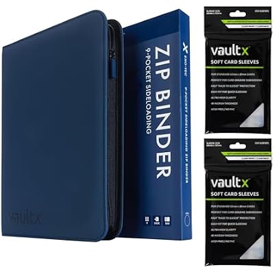 Vault X 9 Pocket Exo-Tec Zip Binder Blue + 400 Penny Sleeves Gift Bundle