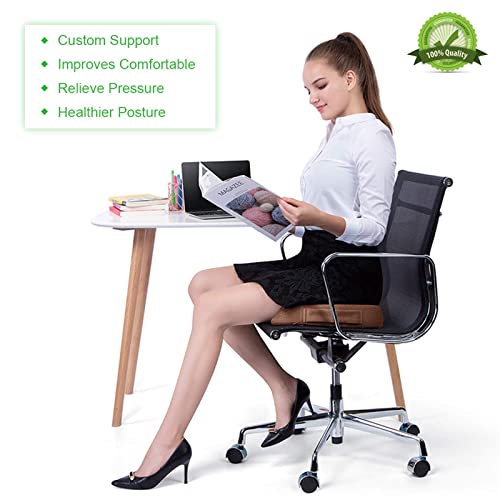 Oveynersin Seat Cushion For Office Chair Comfortable Desk Chair Cushion - 100% Memory Foam Car Seat Cushion - Coccyx Orthopedic Pad - Relieves Back, Hip, Sciatica Pain Pillow For Sitting (Brown) #TOP2