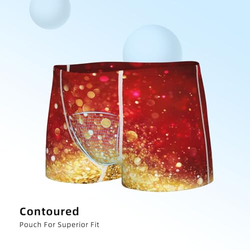 Boys' Cotton Boxer Brief Soft Underwear-Red Gold Glitter4