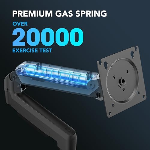 KOORUI Single Monitor Arm Desk Mount for 17-32 inch Screen, Vertical, Swivel, Adjustable Gas Spring Monitor Stand with C-clamp/Grommet Mounting Base, VESA 75/100mm,Increased Load Capacity from 2-9kg. - Image 7