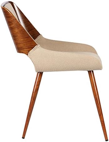 Armen Living Panda Mid-Century Dining Chair in Walnut Finish and Brown Fabric - Set of 4 - Thumbnail 5