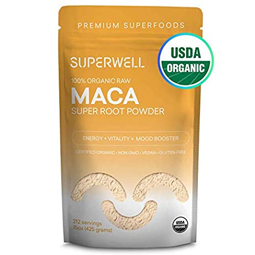 SUPERWELL Maca Powder (15 Oz / 212 Servings) | Maca Root Powder 100% USDA Organic | Raw | All Natural | Premium Superfood | Adaptogenic Herb Improves Health, Mood, Energy, Stamina & Balances Hormones