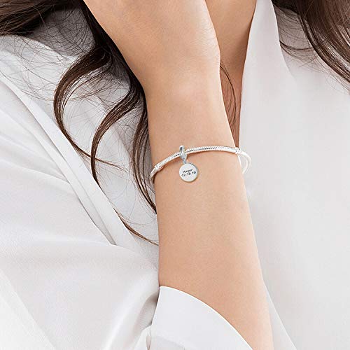 Lonago Personalized Engraved Name Heart Charm 925 Sterling Silver Fit Snake Bracelet Necklace Customized Handwriting Bead For Women Mom (Style 1 - Silver) #TOP1