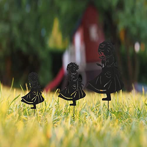 Fivean Iron Fairy Garden Stake Statue,Fairy Yard Decor,Rusty Girls Metal Art Outdoor,Rustic Girls Praying Silhouette Decor,Metal Fairy Stick Ornaments Lawn Backyard Outdoor Decoration (Black) #TOP2