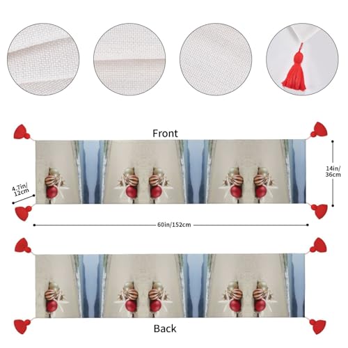Chemin de table macramé avec pompons pour décoration de table de Noël - 5