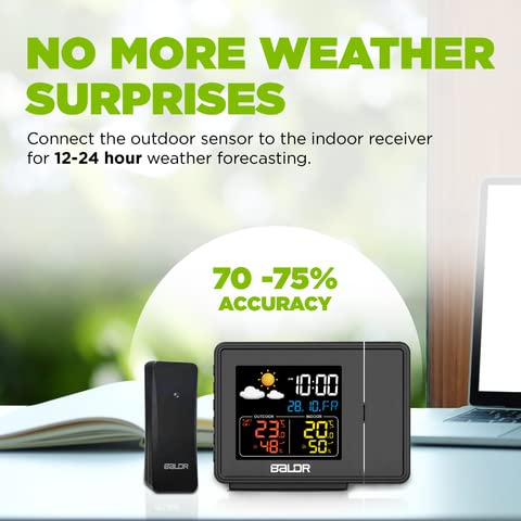 Baldr Projection Alarm Clock - Smart Clocks For Bedrooms, Atomic Digital Alarm Clock W/Large Time Projection On Ceiling, Snooze Button, Displays Time, Date, Indoor/Outdoor Weather & Adjustable Light #TOP2