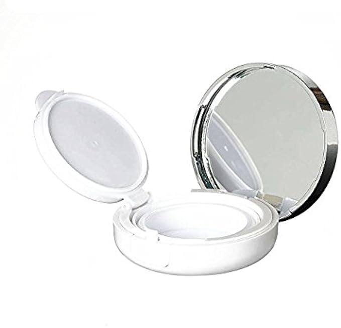 Onwon 15g 0.5oz Empty Luxurious White Silver Edge Portable Air Cushion Puff Box BB Cream Container Dressing Case with Powder Puff and Mirror