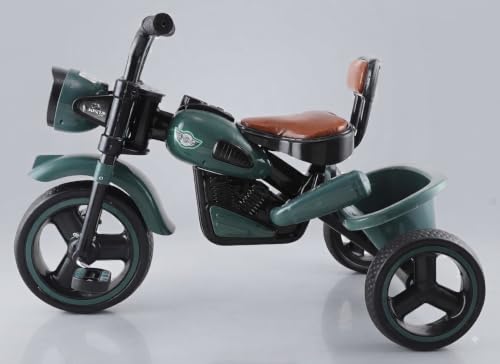 Image of JoyRide Ninja Plug N Play Durable Kids /Pedal Baby Tricycle, Storage Basket, Leather Seat, Led Headlight, Music for 18 Months to 5 Years Boys /Girls /Carrying Capacity Upto 30 Kgs (militry)