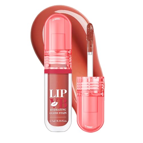 Hydrating Lip Stain Long Lasting, Moisturising & Nourishing Lip Oil Lip Tint Stain, Highly Pigmented Lipgloss, Non-Sticky Jelly Liquid Lipstick, Up to 12HR Hydration, Lip stick Make Up Gift