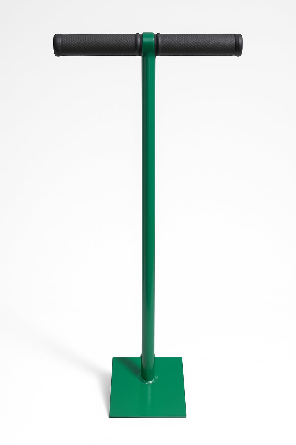 Handstampfer 20 x 20 cm – Bodenverdichter & Erdstampfer aus massivem Stahl, 9,3 kg – grüner Kiesstampfer mit ergonomischem T-Griff (86 cm) für Garten, Pflaster & Baustelle