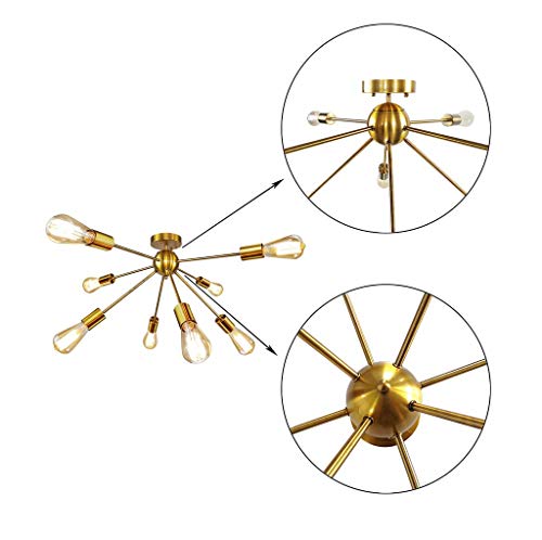 Lmsod 8-Light Sputnik Chandelier Gold Semi Flush Mount Ceiling Light Modern Pendant Light For Dining Room Kitchen Living Room Bedroom #TOP3