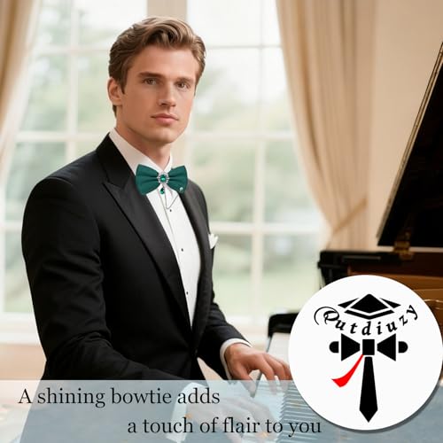 Image of Bow Ties for Men with Crystal, Pre-tied Adjustable Mens Bow Tie Sparkly Bowtie for Formal Suit Tuxedo Wedding Party