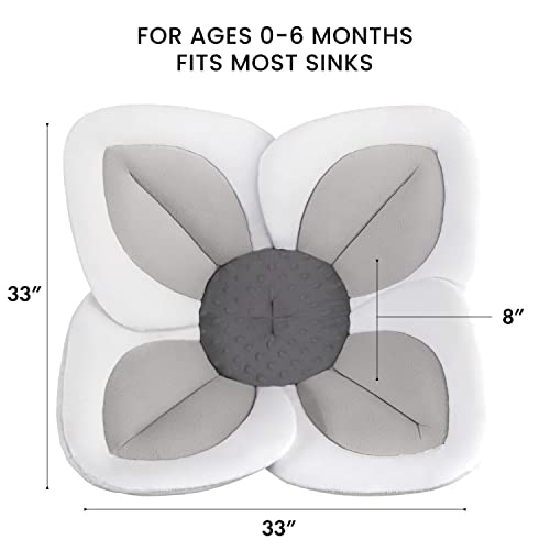 Blooming Bath Lotus Bath Pad - Plush Minky Baby Sink Bathtub Cushion - The Original Washer-Safe Flower Seat For Newborns - Gray/Dark Gray #TOP6