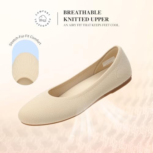 Image of DREAM PAIRS Women's Dress Knit Ballet Comfort Flats | Comfortable Round Toe Slip-On Flexible Portable Breathable Dress Office Flats for Daily Walking and Travel
