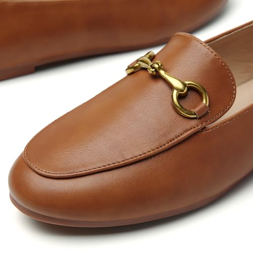 Image of Minorsu Buckle Loafers for Women Slip On Round Toe Dress Flats Business Casual Work Driving Shoes