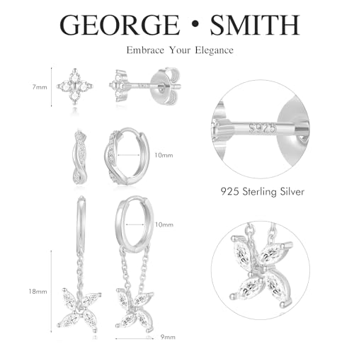 George · Smith Hoop Earrings For Women, 925 Sterling Silver Marquise Chain Drop Earrings Hoop For Women Teens Huggie Hoop Dangle Earrings Chain thumb #6