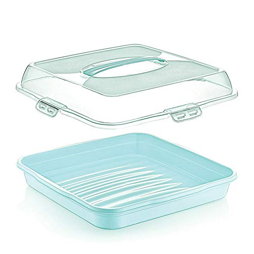 Premium Kitchen I Tortenbutler I Kuchenbutler I Tortenbehälter eckig 36 cm I Torten und Kuchen Behälter I Spülmaschinengeeignet I Cover