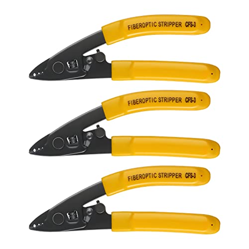 Duogalia 3PC CFS-3 Fiber Optic Stripper 3 Port Hole Fiber Optic Stripping Tool with 6" handle - Hex Key Adjustable For Jacket, Buffer, and 125μm-250μm Coating Stripping