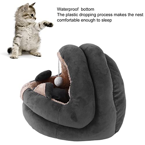 Casa de ninho de gato, cama quente e lavável semifechada para gatos com almofada removível, móveis p