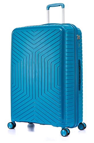 DK Luggage 24" Medium Hard Shell Polypropylene PP Suitcase 4 Wheel Spinner Luggage PP20 Blue