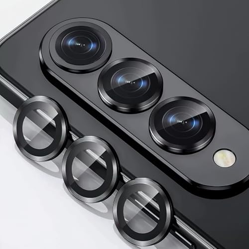 Camera Lens Protector Compatible with Samsung Galaxy Z Fold 6, Phone Lens Film Case Cover Anti Scratch HD Tempered Glass with Aluminum Edging Shockproof Shatterproof Films 5G 2024 (Black)