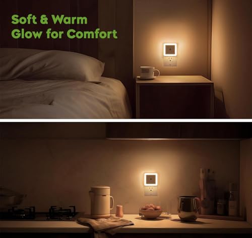 Image of MotiBaNight Light Sensor Control Square Lamp Energy Saving LED Sensor Lamp Nightlight for Children Kids Bedroom - Pack of 1 (Warm White)