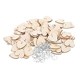 HEALSOPTHY Juego De 100 Etiquetas de Madera Forma de Corazón Anillos Discos para Manualidades DIY Organizador de Calendario y Decoración Hogareña Pack