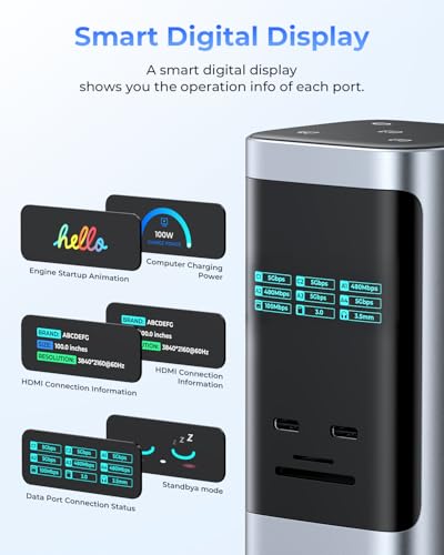 Image of RayCue 14 in 1 Docking Station Dual Monitor, 2 * 4K HDMI, 6 USB Ports, 5 Shortcut Button, 1Gbps Ethernet, PD3.0(No Power Adapter), Laptop Docking Station for Dell /HP /Lenovo /Asus /Acer /Mac