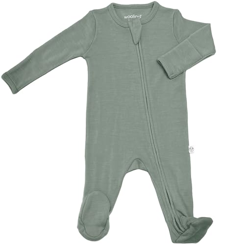 Image of Woolino Toddler Footie Sleeper, Merino Wool Baby Pajamas, One-Piece Sleeper Jumpsuit, Front Zip Footie Romper for Unisex
