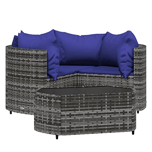 Ensemble canapé de jardin polyrotin gris Tidyard design modulable haut de gamme - 2