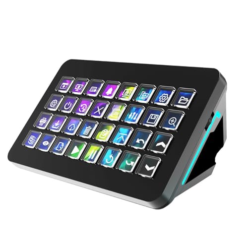LICAEVEY Stream Control Deck with 32 LCD Keys, Programmable Macro Keyboard, Custom Visual Shortcut Controller for PC Live Streaming (Black)