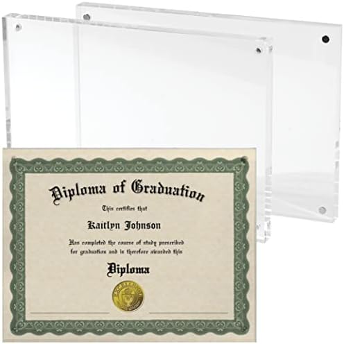 Mammoth 8.5x11 Frame - Extra Thick, Frameless, Free Standing Acrylic Certificate Frame | Magnetic Easy Open Floating Frame for Multi-Use