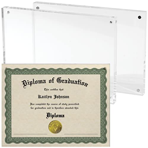 Mammoth 8.5X11 Frame - Extra Thick, Frameless, Free Standing Acrylic Certificate Frame | Magnetic Easy Open Floating Frame For Multi-Use #TOP21