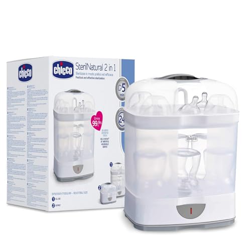 Chicco 2 in1 Steam Sterilizer | 6 Bottles | Kills 99.9% Of Germs | Stay Sterilized upto 24hrs | 5 Min Fast Sterilization | Auto Switch Off | Portable & Travel Friendly
