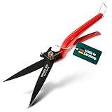 BERGER Commercial Grade Grass Shears, Self-Sharpening Steel Blades with Anti-Stick Coating, Forged Steel Body, Ring Clasp for Hanging Storage, 2200