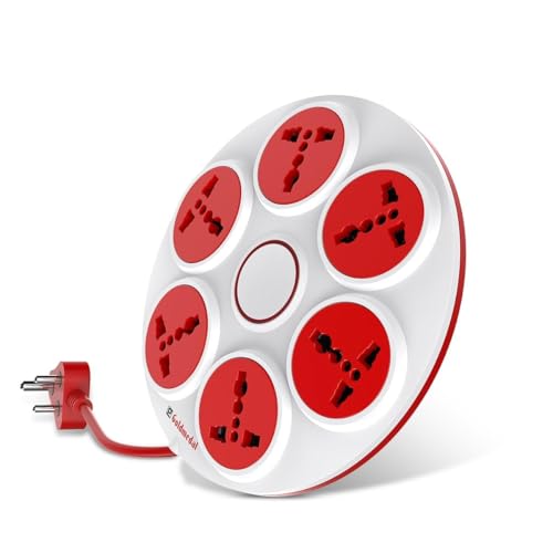 Image of COPPE-RICO Goldmedal 360 Degree Power Strip (White) Pack of 1, 6-Outlet International Sockets, 3-Pin 2 Meter Cable, Master Switch with Led Light Indicator and Overload Protector for Home & Office