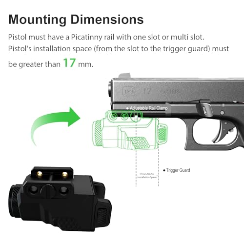 GAZESHOT Pistol Light Tactical Flashlights Mini 800 Lumen Weapon Light, Magnetic USB Rechargeable with Strobe Mode for GL Glock and Picatinny Rail