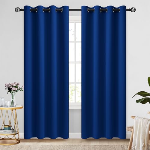 Image of COSVIYA Grommet Room Darkening Royal Blue Curtains 84 inch for Bedroom | Light Blocking,Insulated Thermal ,Curtains for Living Room, Blackout Thick Polyester Window Drapes,52x84 inches, 2 Panels