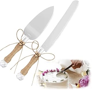 AOTWAN Wedding Cake Knife and Server Set, Wedding Cake Knife Set Crystal Handle Cake Cutter with Twine and Packing Box Wedding Cake Knife for Engagement, Anniversary, Birthday, Party, Prom